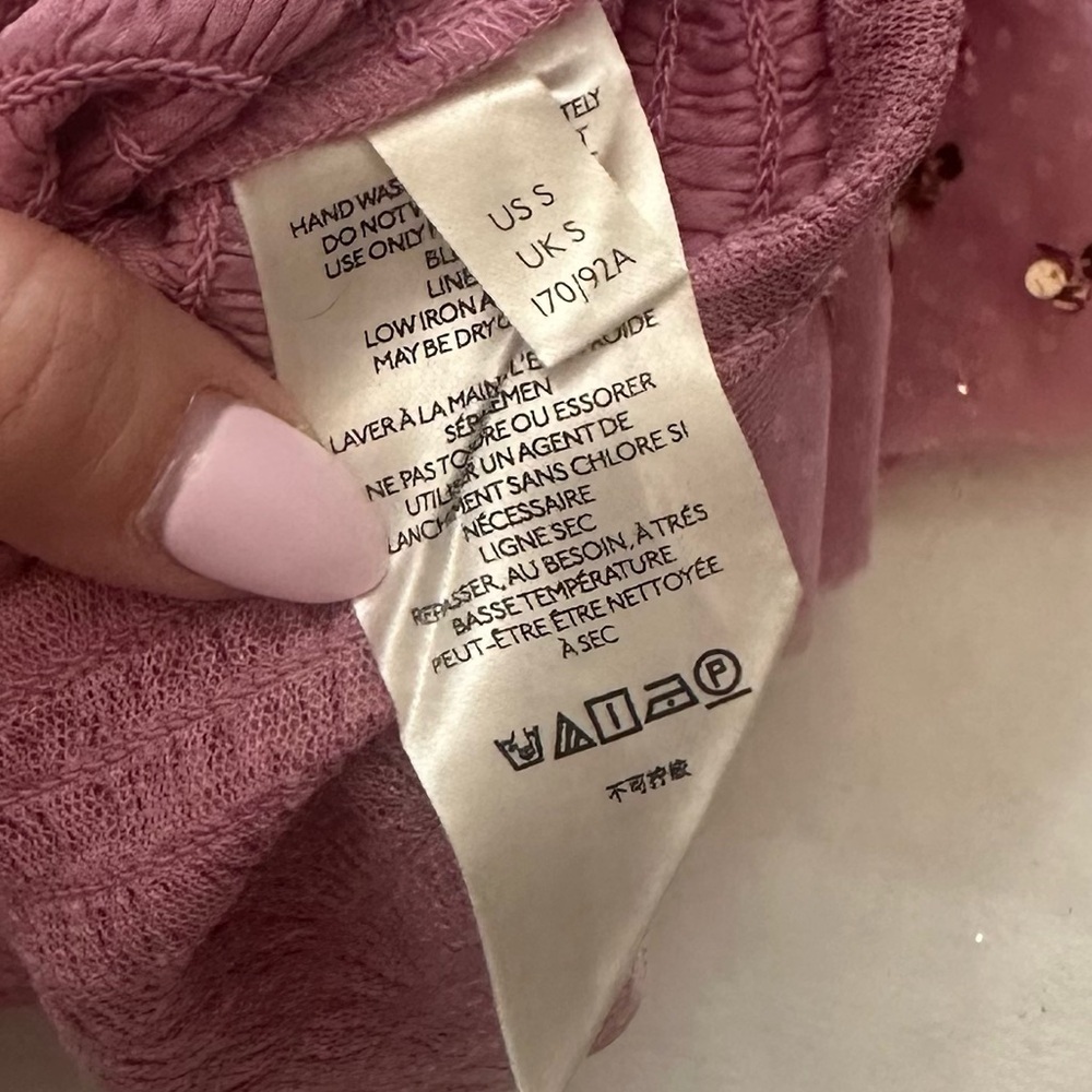 Anthropologie Mauve Ruffled Textured sequin Blouse 51422 - Picture 10 of 12